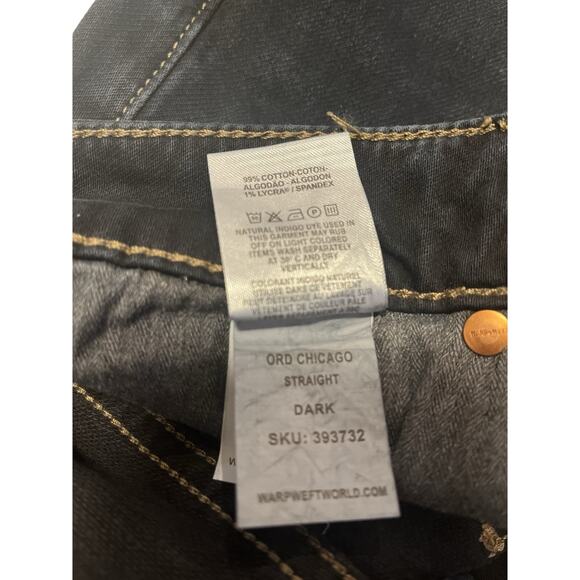 NWT Warp + Weft Mens 28X32 ORD Chicago Straight Stretch Dark Blue Denim Jeans - Picture 5 of 7